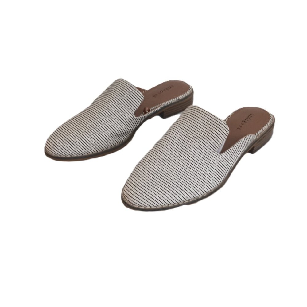 Indigo Rd Black Cream Stripe Mule Heels Womens Sz 8